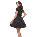 Vestido retro barato CL6089-9 # de la vendimia del negro de la manga del algodón de la tolerancia de Karin #